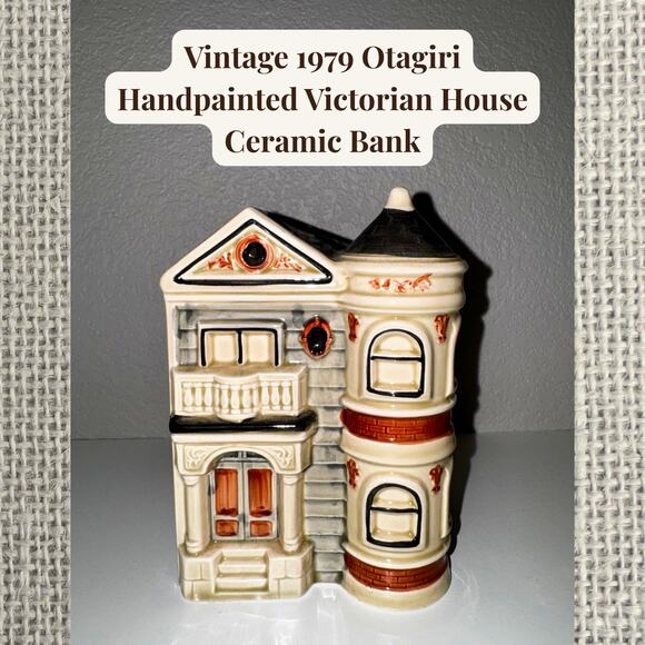 Vintage 1979 Otagiri Handpainted Victorian House Ceramic Bank Japan - Picture 9 of 9